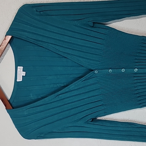 Joseph A Teal V Neck Button Up Thick Ribbed Sweater Sz. L - Picture 4 of 7